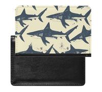 WIUFHFR Passport Holder for Travel Sharks Pattern Pu Leather Passport Cover Case with Card Slot
