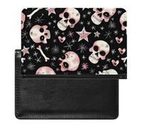 WIUFHFR Passport Holder for Travel Skulls Stars Heart Pattern Pu Leather Passport Cover Case with Card Slot