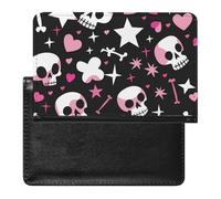 WIUFHFR Passport Holder for Travel Skulls Stars Heart Pattern Pu Leather Passport Cover Case with Card Slot