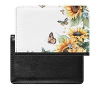 WIUFHFR Passport Holder for Travel Sunflowers Floral Butterfly Pu Leather Passport Cover Case with Card Slot