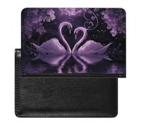 WIUFHFR Passport Holder for Travel Swans Love Purple Pu Leather Passport Cover Case with Card Slot