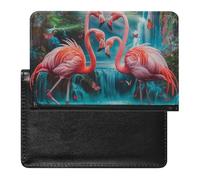 WIUFHFR Passport Holder for Travel Tropical Pink Flamingos Waterfall Butterfly Pu Leather Passport Cover Case with Card Slot