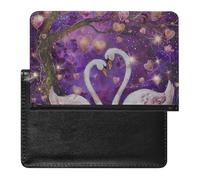 WIUFHFR Passport Holder for Travel Two Swans Love Hearts Patterns Pu Leather Passport Cover Case with Card Slot