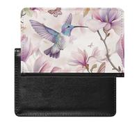 WIUFHFR Passport Holder for Travel Watercolor Hummingbirds Flowers Blossom Butterfly Pu Leather Passport Cover Case with Card Slot