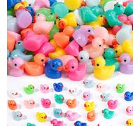 WIURGOHA 150PCS 11 Colors Mini Tiny Resin Ducks Little Miniature Plastic Small Ducks Bulk Figures for Dollhouse Decor Accessories Garden Micro Landscape Aquarium Potted Tiny Homes