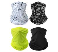 wiut Neck Gaiter Face Mask, 4 Pack UV Protection Cooling Bandana Scarf for Men and Women, Breathable Sun Dust Wind-Proof Gator for Fishing, Cycling, Hiking, Motorcycling and Outdoor Sports (A)