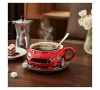 WIUYEH Beetle Shaped Coffee Mug, Unique Car-Shape Tea Cup, Novelty Tea Cup, Funny Car Shaped Drink Mug for Cars Fans, Home Office Decor,Creative Gifts for Beetle Lovers(Red)
