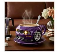 WIUYEH Beetle Shaped Coffee Mug, Unique Car-Shape Tea Cup, Novelty Tea Cup, Funny Car Shaped Drink Mug for Cars Fans, Home Office Decor,Creative Gifts for Beetle Lovers(Purple)
