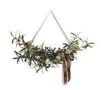 WIVAYE 29.5inch Greenery Swag,Artificial Olive Leaf Swag, Decorative Swag with Olive Fruits and Real Cotton Bolls, Wedding Arch Flowers Spring Floral Swag for Home Table Mirror Chairback Decor