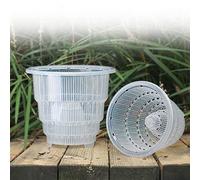 WIVAYE 2Pcs Hydroponic Cups,5Inch Net Pots with Air Column, Garden Slotted Mesh Net Cups, Transparent Wide Lip Hydroponic Basket for Hydroponics Plant