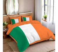 WIVCOMD Double Duvet Cover Set Flag Of The Republic Of Ireland Bedding Patriotism Comforter Cover 200x200 cm with Zipper Closure and 2 Pillowcase 50x75 cm for Bedroom Dorm, Orange Color