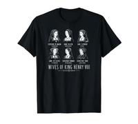 Wives of King Henry VIII Line Art White Print Value Graphic T-Shirt, Men, Black, S