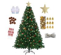 Wivico 6FT Pre-Lit Artificial Xmas Tree Set 180CM Christmas Trees with Decorations Included 1100 Tips & 10m LED Lights & Pine Cones & Baubles & Star Topper - Realistic Home Decor Festive Ready