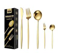 Wivico Gold Cutlery Set for 6 People 30-Piece|Stainless Steel Cutlery Sets Flatware Set Knife Fork Spoon Set|Ideal for Home/Party/Restaurant|Mirror Polished Tableware Set|Dishwasher Safe