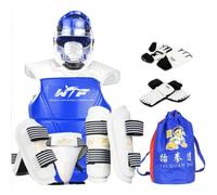 WIVKS 13 pcs Taekwondo Sparring Gear Set Ultimate Head Chest Protective Gear Arm Groin Guards Hand Gloves Foot Protector for Children Youth Adult Martial Arts Karate MMA Training (Blue,175-190CM)