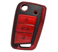 Wivplex 3 Buttons Car Key Cover, for VW, for Golf, 7, for POLO, for Passat, for Seat, Ibiza Leon, for Skoda, for Octavia, Fabia Folding Remote Fob TPU Leather Car Key Cover