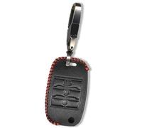 Wivplex 3 Buttons Car Key Fob, for Kia, Sedona Optima Ceed Soul Rondo Carens Black Leather Cover Fob Case Keyless Holder Keychain Protection Car Key Cover