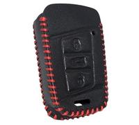 Wivplex 3 Buttons Car Key Fob, for VW, for ARTEON, for Passat, B8, for Tiguan, for Skoda, for Superb A7, for KODIAQ, Remote Cover Black Leather Case Insert Blade Car Key Cover