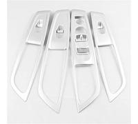 Wivplex 4 Pcs Interior ABS Chrome/Carbon Fiber Car Door Window Switch Lift Panel Trim Cover, for Renault, Koleos, for Samsung, QM6 LHD 2017 Window Switch Trim(ABS Chrome)