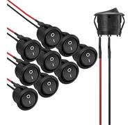 Wivplex 5Pcs Rocker Switch ON Off KCD1, for MINI, Round Toggle Switch SPST 2Pin Snap-in Design Car Boat Automotive with Wires Pre-Wired AC 6A/250V 10A/125V 12VDC Headlight Switch Replacement(BLACK KCD