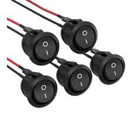 Wivplex 5Pcs Rocker Switch ON Off KCD1, for MINI, Round Toggle Switch SPST 2Pin Snap-in Design Car Boat Automotive with Wires Pre-Wired AC 6A/250V 10A/125V 12VDC Headlight Switch Replacement(BLACK KCD