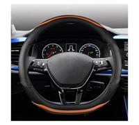 Wivplex Car Steering Wheel Cover, for VW, T4 T5 T6, for Multivan, for Multifuncional, for Transporter D Shape PU Leather Auto Accessories Wheel Cover Leather Steering Wheel Cover(BLACK Orange)