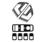 Wivplex Carbon Fiber Car Door Buttons Seat Adjustment Panel Cover Trim 2Pcs With 5Pcs Auto Window Switch Button Trim Cover Frame Window Switch Trim