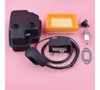 Wivplex Exhaust Muffler Ignition Coil, for FS120 FS200 FS250 Air Filter Primer Bulb Spark Plug Gasket Grass Trimmer Spare Part Chainsaw Muffler Replacement Kit