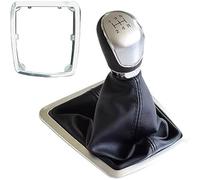 Wivplex Gear Shift Knob, Car Gear Shift Knob Gaiter Boot Cover Case, for Ford, for Focus, 2 MK2 FL C-MAX 2006-2011 MK3 MK4 MK7 Galaxy Manual 5/6 Speed Styling Car Gear Shift Knob(BLACK Big-5 Speed-Sil
