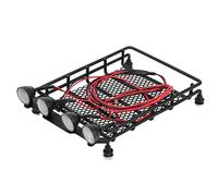 Wivplex Large Middle Small Size Roof Rack Luggage Carrier With Round/Quadrate Lights, for Axial, SCX10 1/10 RC Crawler Car Toy Car Roof Rack(Small Quadrate 1)