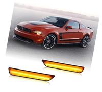 Wivplex Led Side Marker Lights, for Ford, for Mustang 2010-2014 Amber Front Signal Bumper Sidemarker Lamps Reflectors Assembly, for Accessories, for for2PCS car rear reflect panel (Amber Black)