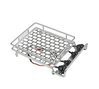 Wivplex Luggage Carrier Roof Rack 1/10 RC Crawler, for Axial, SCX10, for Tamiya, CC01 TRX4 D90 With Light Bar 130x110mm Toy Car Roof Rack(Silver)