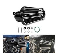 Wivplex Motorcycle Air Filter CNC Aluminum Cleaner Black/Chrome, for Harley, Dyna FXDLS Softail CVO Deluxe Touring Road Street Glide Motorcycle Replacement Air Filter(Black)