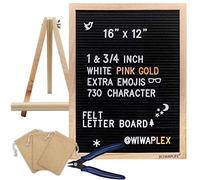 WIWAPLEX Black Felt Letter Board,Word Board Sign,16 x 12 inch Changeable Letter Board with 730 Plastic Message Board Letters Numbers Symbols Pattern,Wooden Tripod Stand, Scissors, 3 Free Storage Bags