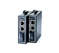 WIWAV WDH-2ET1FX-DC 10/100Mbps 3-Port Industrial Ethernet Media Converter with DIN Rail/Multi-Mount(Pack of 2,Fanless,-30℃~75℃)