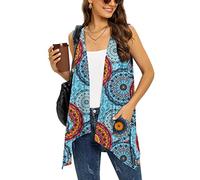 Wiwclo Veryoung Floral Cardigan for Women Plus Size Casual Open Front Sleeveless Cardigans for Women with Pockets Lightweight Drape Vest Beach Cover Up,XXL