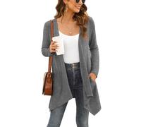 Wiwclo Veryoung Plus Size Womens Open Front Cardigans Casual Relaxed Fit Long Sleeve Side Pockets Dusters,Dark Grey,3X-Large