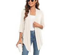 Wiwclo Veryoung Women's 2026 Casual 3/4 Sleeve Cardigan Lightweight Soft Open Front Summer Cardigans Front Tie UK, Apricot, X-Large