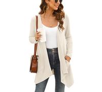 Wiwclo Veryoung Women's Open Front Cardigans Lightweight Long Sleeve Summer Soft Drape Cardigan with Side Pockets,Light Apricot,Small