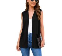 Wiwclo Women's 2025 Sleeveless Cardigan Sweaters Fashion Casual Soft Knit Business Coat Vest with Cozy Pockets, Black, Small