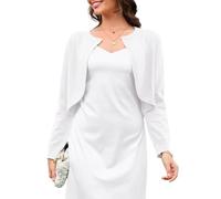 Wiwclo Women's Classic Bolero Shrug White Cropped Cardigan Long Sleeve Open Front Short Cardigans M