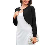 Wiwclo Womens Long Sleeve Black Bolero Shrug Open Front Knit Cropped Cardigan XXL