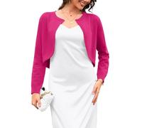 Wiwclo Women's Short High Waisted Irregularly Cut Long Sleeved Shawl with Exquisite Button Cardigan,Suitable for Dating Rose XXL