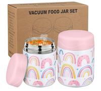 wiwens 12oz 2 Pack Insulated Food Jar Set for Kids Soup Thermo Hot Food Lunch Container Wide Mouth Leak Proof Stainless Steel Vacuum Bento Box for School Office Travel Outdoors