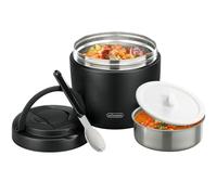 wiwens Thermo Food Jar for Hot Food Adults 32OZ Soup Thermo Lunch Containers Wide Mouth Vacuum Insulated Stainless Steel Leakproof Bento Box with Spoon (Black)