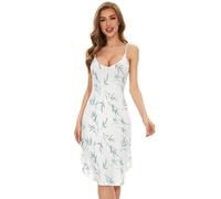 WiWi Bamboo Viscose Slip Dress for Women Plus Size Chemise Nightgown Comfy Full Spaghetti Strap Dresses S-4X, Bamboo Leaf, X-Large