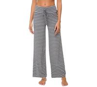 WiWi Women's Bamboo Lounge Wide Leg Pants Stretchy Casual Bottoms Soft Pajama Pant Plus Size Sleepwear S-4XL, Heather Grey Stripe, 4X