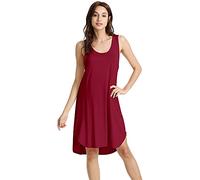 WiWi Womens Bamboo Pajamas Scoop Neck Nightgowns Sleeveless Lightweight Tank Loungewear Plus Size Sleep Shirts S-4X, Wine, 3X