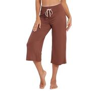 WiWi Women's Capri Pajama Pants Viscose from Bamboo Lounge Casual Bottoms Capris with Drawstring S-XXL, Chocolate Brown, Medium