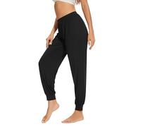 WiWi Womens Yoga Pants - Soft Viscose from Bamboo Joggers pants Casual Lounge Pajama Bottoms S-XXL, Black, Large